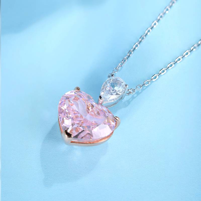 N031爱心高碳钻S925银镀白金Necklace3.0ct