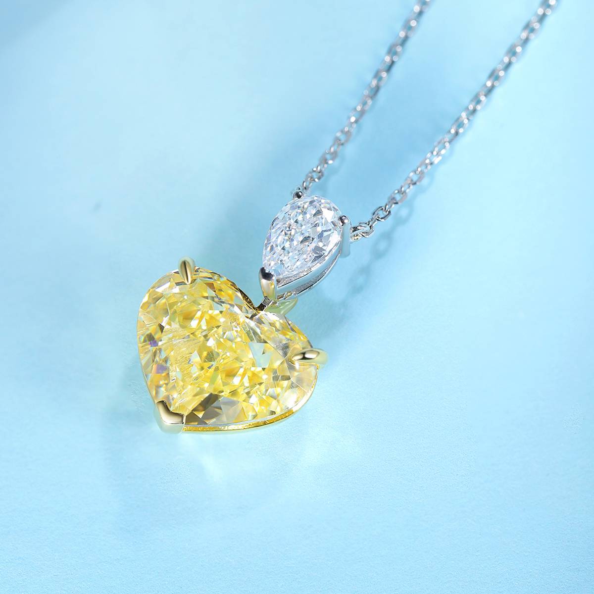 N031爱心高碳钻S925银镀白金Necklace3.0ct