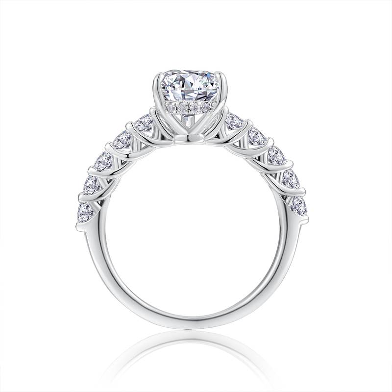 R15295款S925银镀18K白金Women's Ring梨形Moissanite3.0ct
