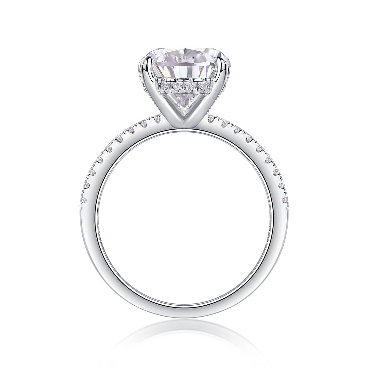 R15268款S925银镀18K白金女戒梨形莫桑钻5.0CT