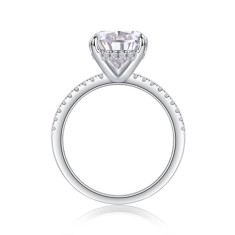 R15268款S925银镀18K白金女戒梨形莫桑钻5.0CT