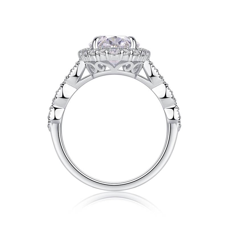 R15324款S925银镀18K白金女戒旦形莫桑钻4.5CT