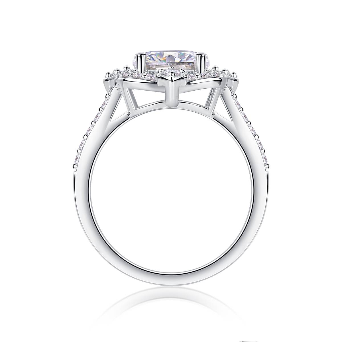 R15293款S925银镀18K白金女戒蛋形莫桑钻3.0CT
