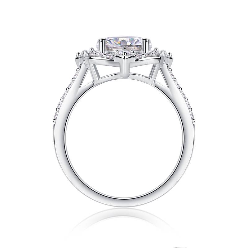 R15293款S925银镀18K白金女戒蛋形莫桑钻3.0CT