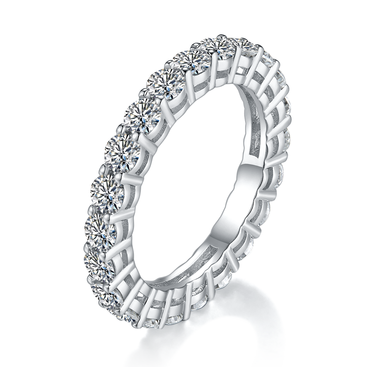 Round Full Body Ring S925 Silver Plated Platinum Moissanite Women's Ring 2.4 Carat D-Class