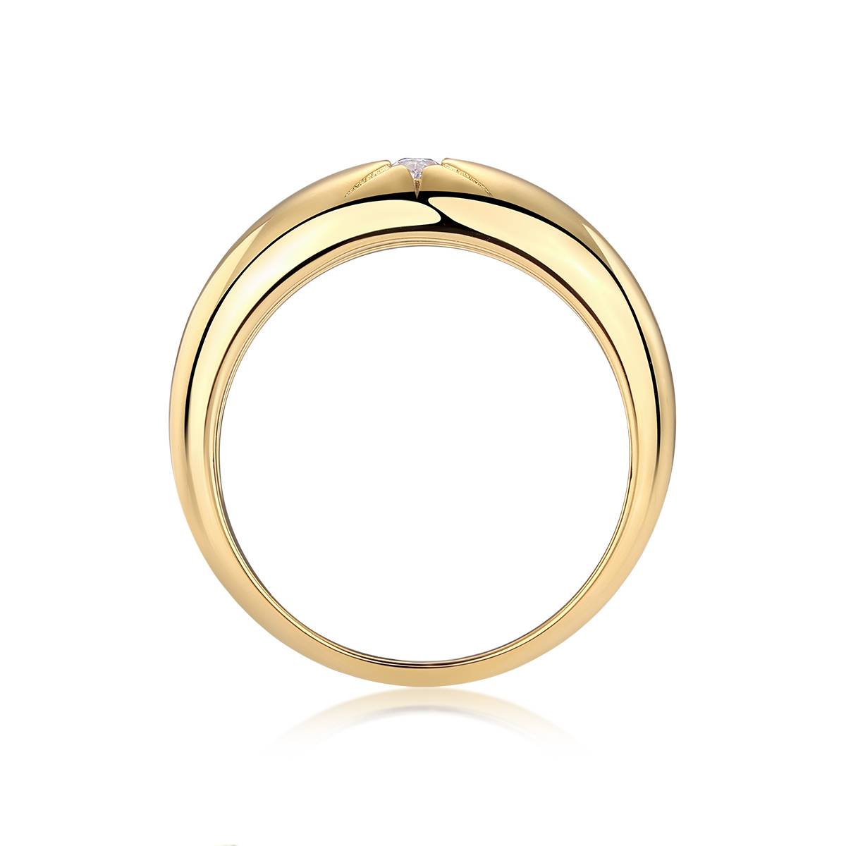 R14698款S925银镀18K黄金女戒马眼形莫桑钻5*2.5mm/0.2ct