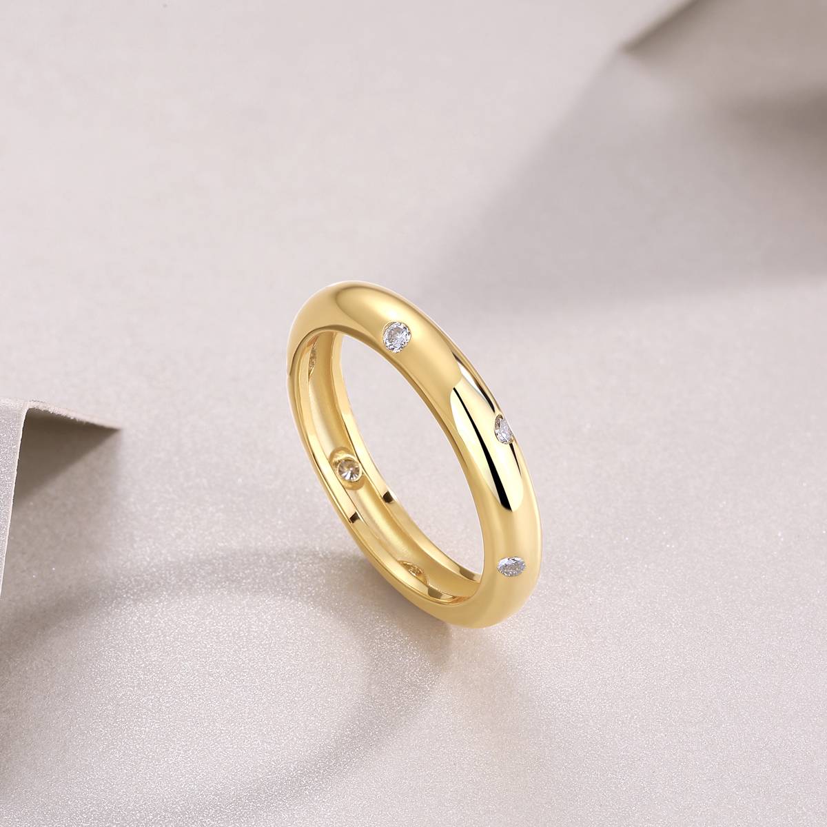 R14695款S925银镀18K黄金MoissaniteWomen's Ring