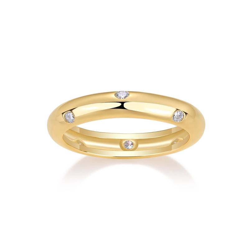 R14695款S925银镀18K黄金MoissaniteWomen's Ring