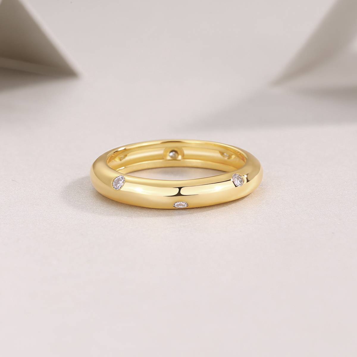 R14695款S925银镀18K黄金MoissaniteWomen's Ring
