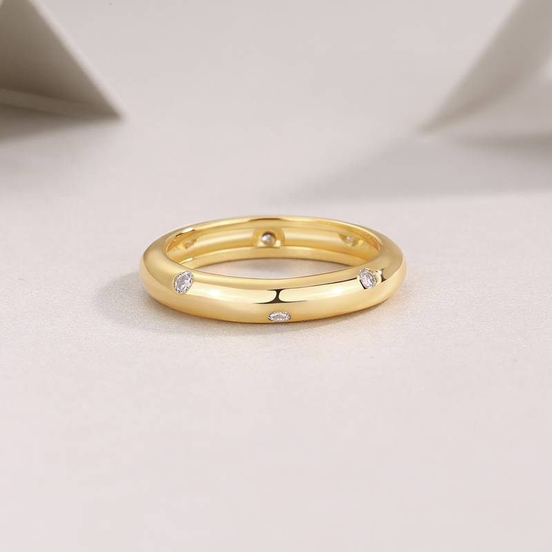 R14695款S925银镀18K黄金MoissaniteWomen's Ring