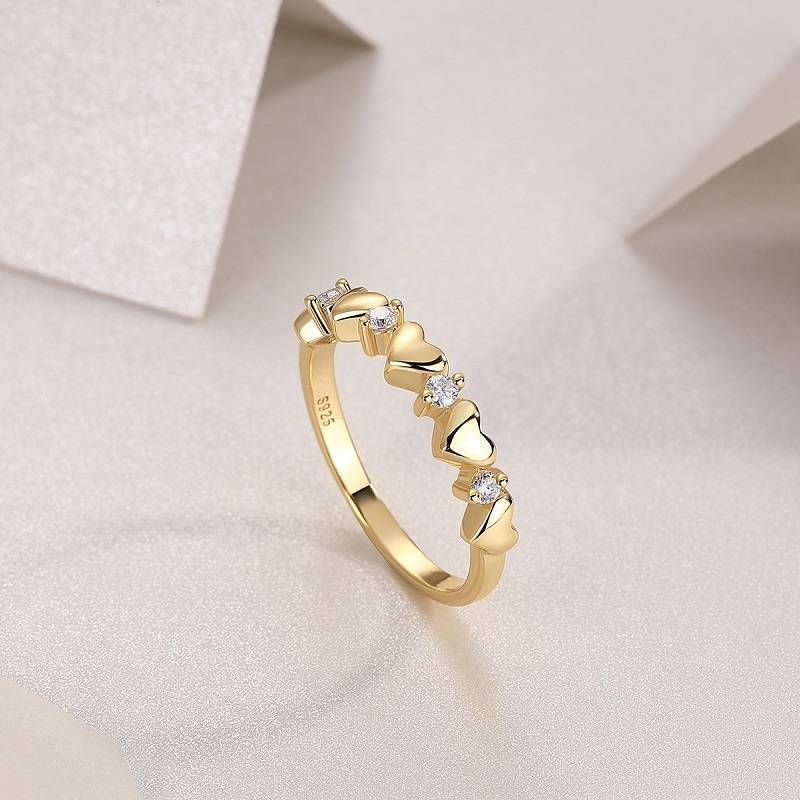R14904款S925银镀18K黄金MoissaniteWomen's Ring0.12ct