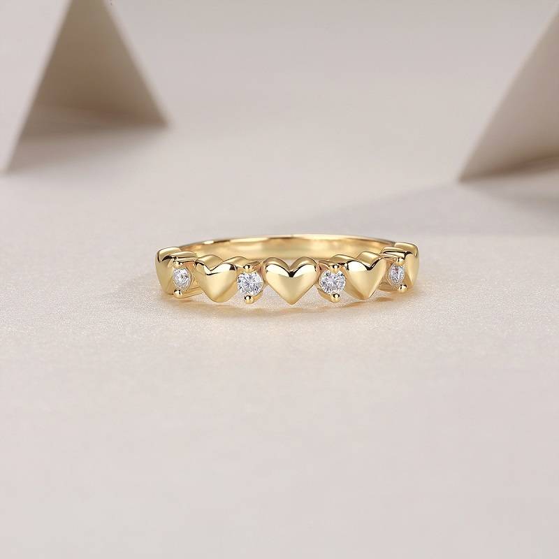 R14904款S925银镀18K黄金MoissaniteWomen's Ring0.12ct