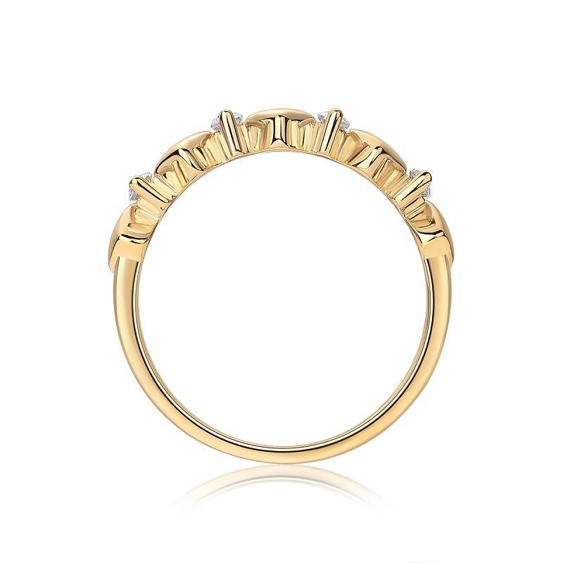 R14904款S925银镀18K黄金MoissaniteWomen's Ring0.12ct