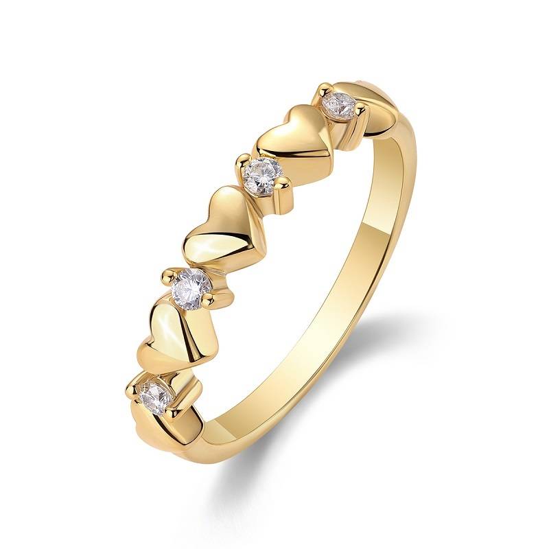 R14904款S925银镀18K黄金MoissaniteWomen's Ring0.12ct