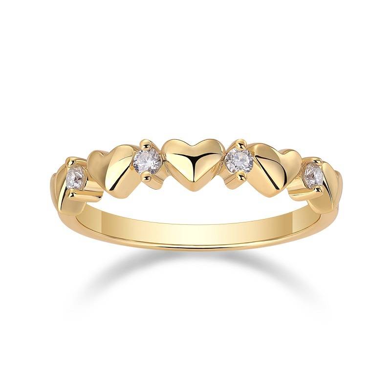 R14904款S925银镀18K黄金MoissaniteWomen's Ring0.12ct