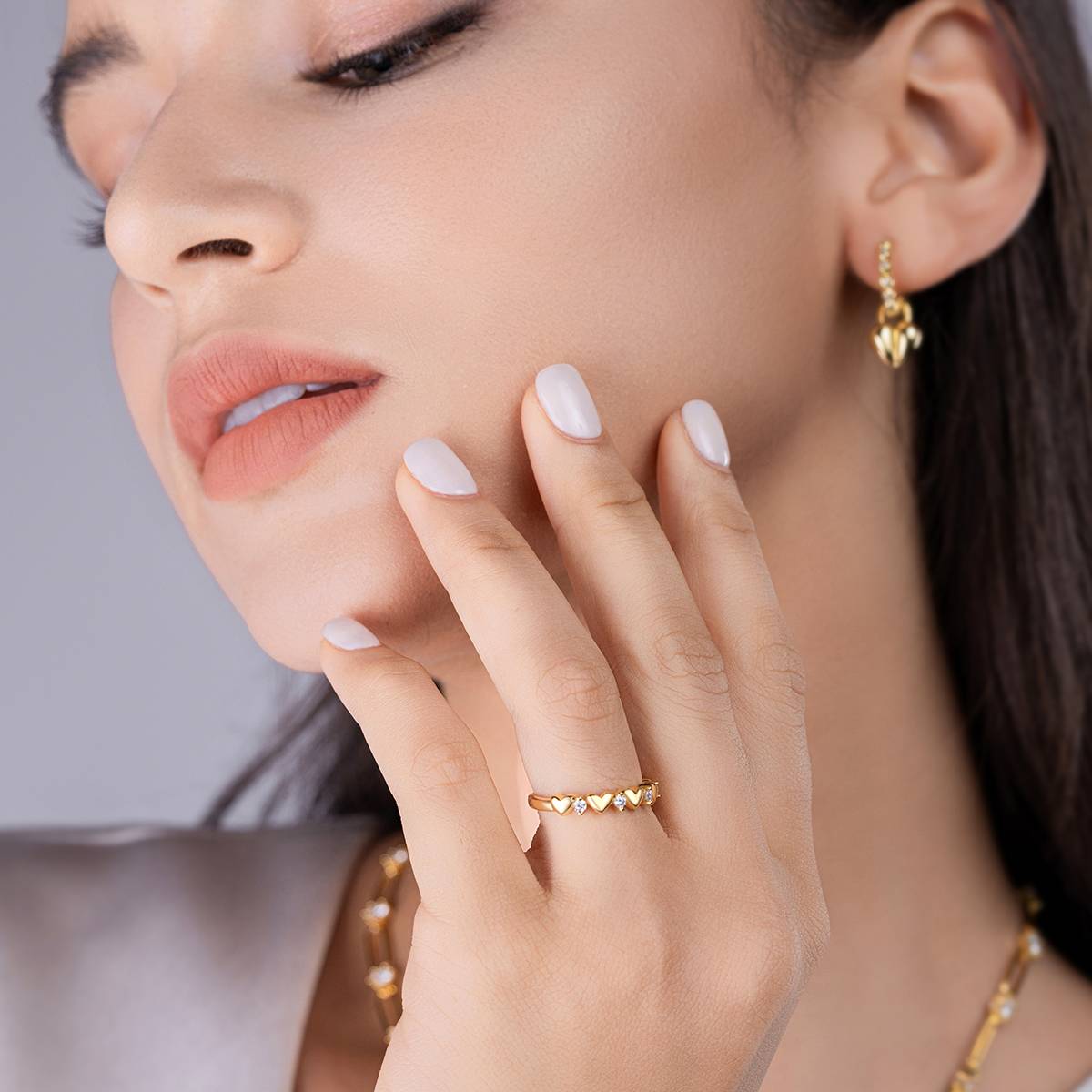 R14904款S925银镀18K黄金MoissaniteWomen's Ring0.12ct