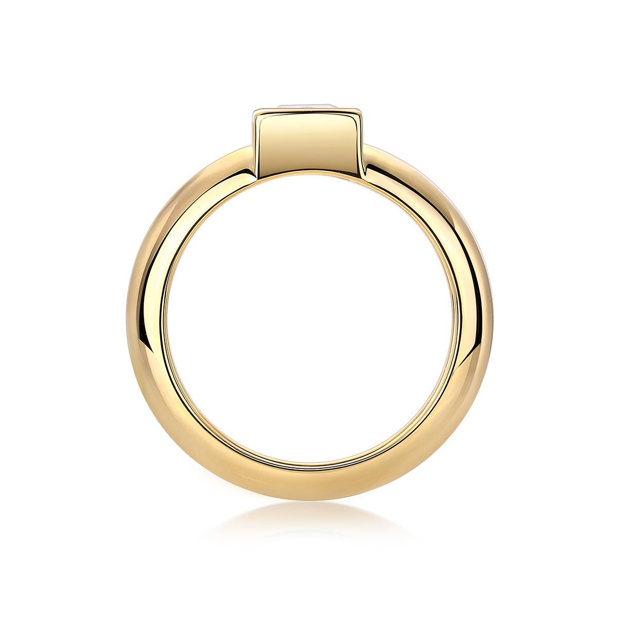 R14697款S925银镀18K黄金公主方MoissaniteWomen's Ring1.0ct