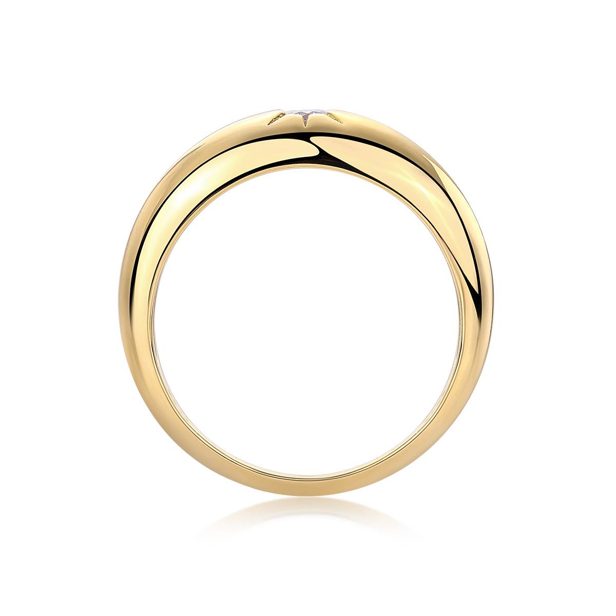 R14694款S925银镀18K黄金圆形MoissaniteWomen's Ring0.1ct