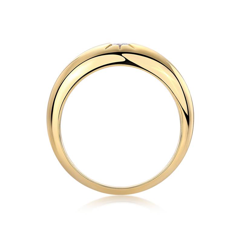 R14694款S925银镀18K黄金圆形莫桑钻女戒0.1CT