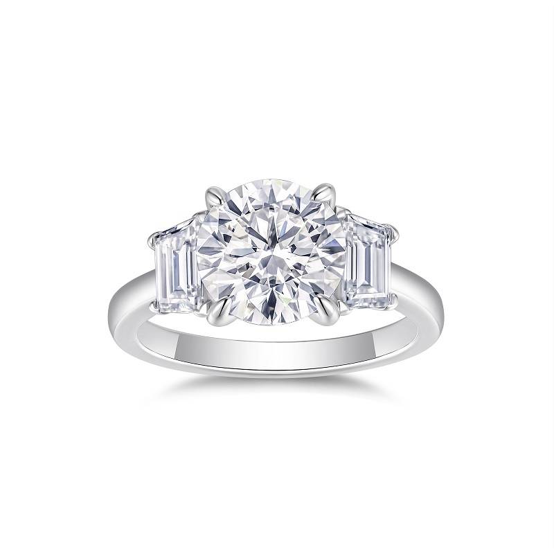 R15516款S925银镀18K白金三石款Women's Ring主石Moissanite3.0ct