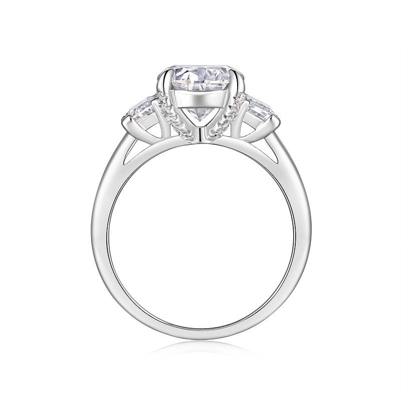 R15516款S925银镀18K白金三石款Women's Ring主石Moissanite3.0ct