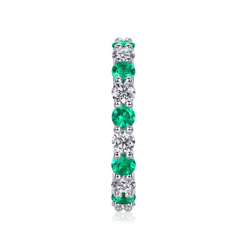 R14019/R14017/R14018款S925银镀18K白金培育彩宝Moissanite浑身排戒
