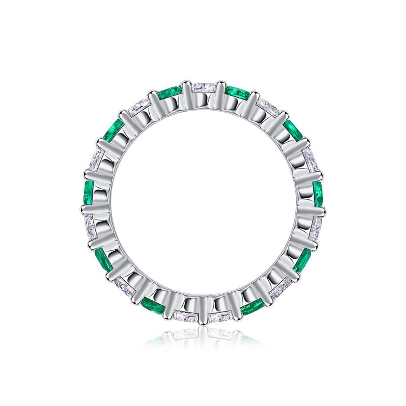 R14019/R14017/R14018款S925银镀18K白金培育彩宝Moissanite浑身排戒