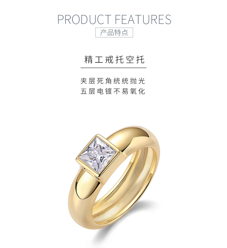 R14697款S925银镀18K黄金公主方莫桑钻女戒1.0CT - 5