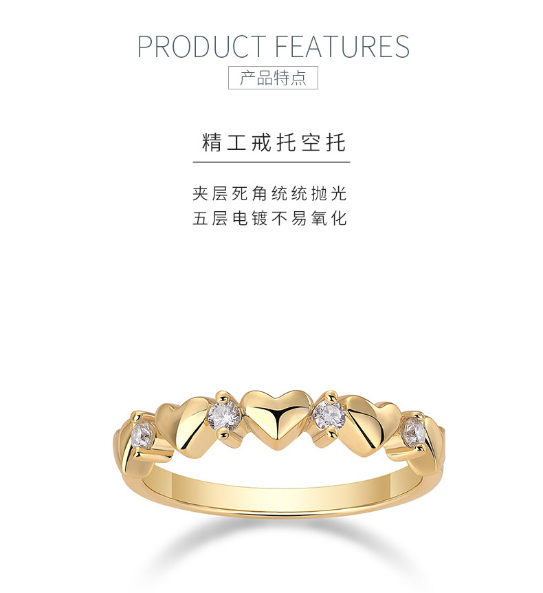 R14904款S925银镀18K黄金莫桑钻女戒0.12ct - 5