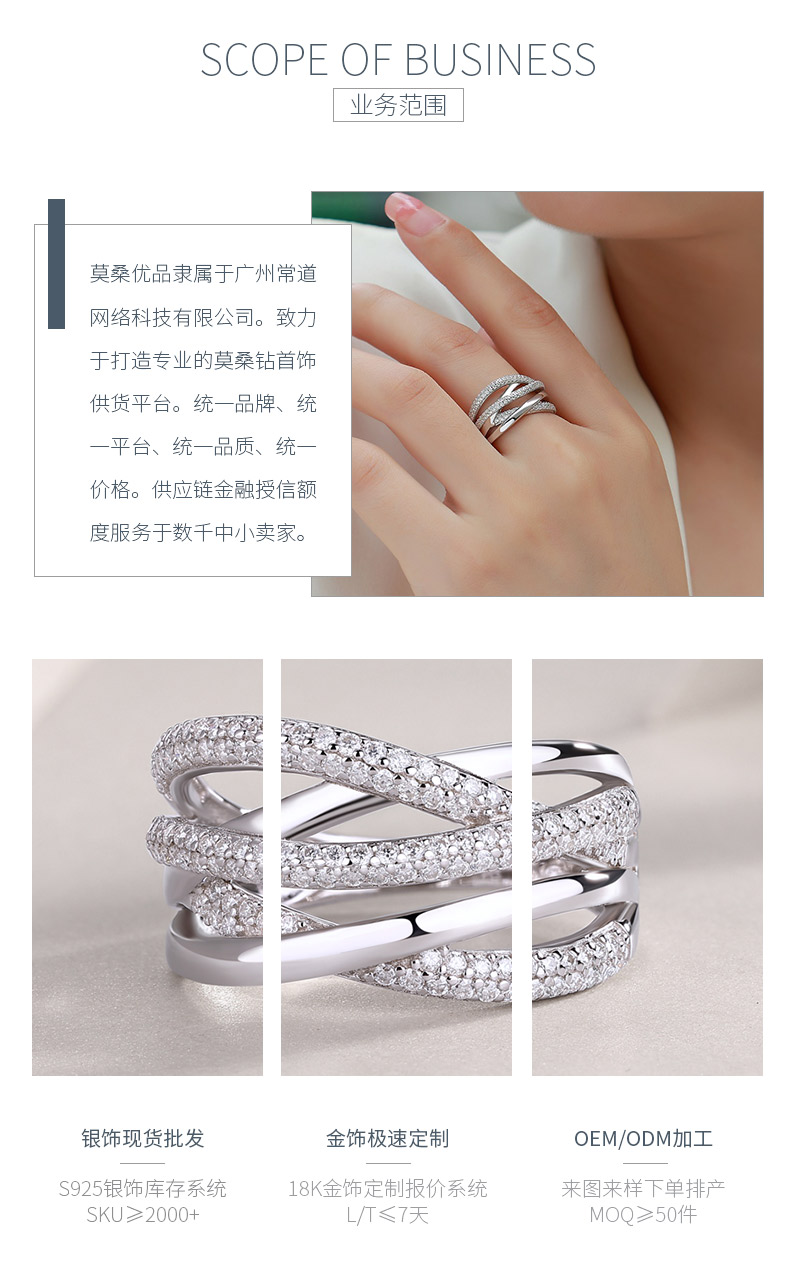 R14034款S925银镀18K白金莫桑钻女戒0.67ct - 3