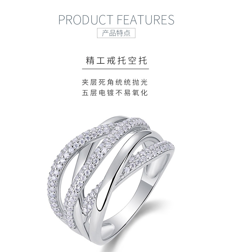 R14034款S925银镀18K白金莫桑钻女戒0.67ct - 5