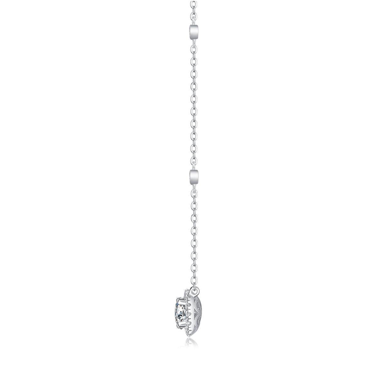 N13030枕形款银镀18K白金MoissaniteNecklace1.0ct