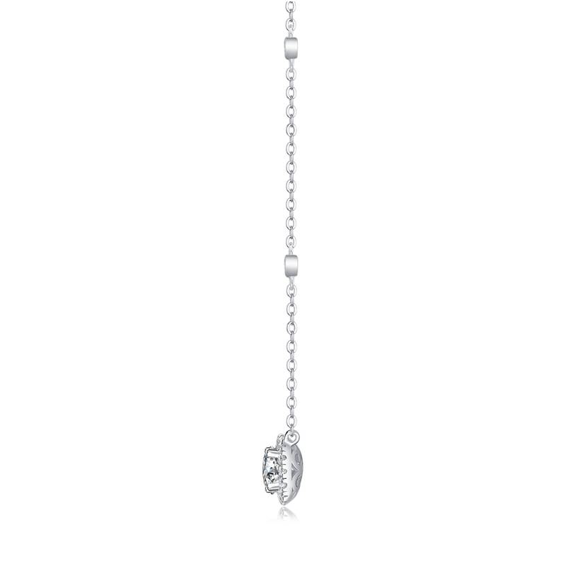 N13030枕形款银镀18K白金MoissaniteNecklace1.0ct