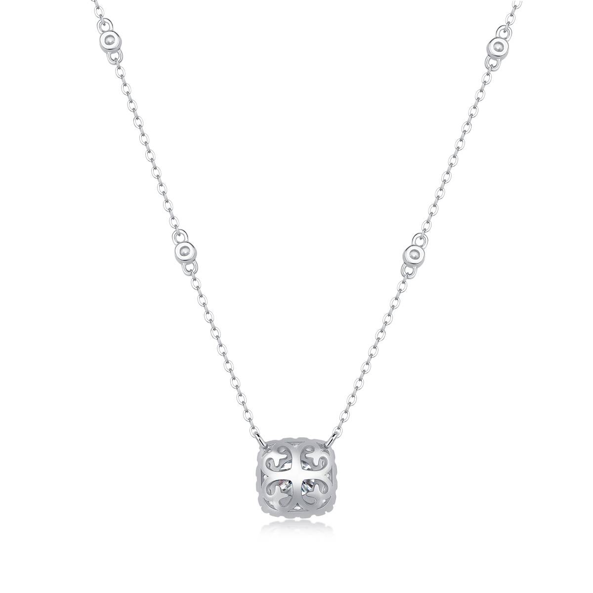 N13030枕形款银镀18K白金MoissaniteNecklace1.0ct