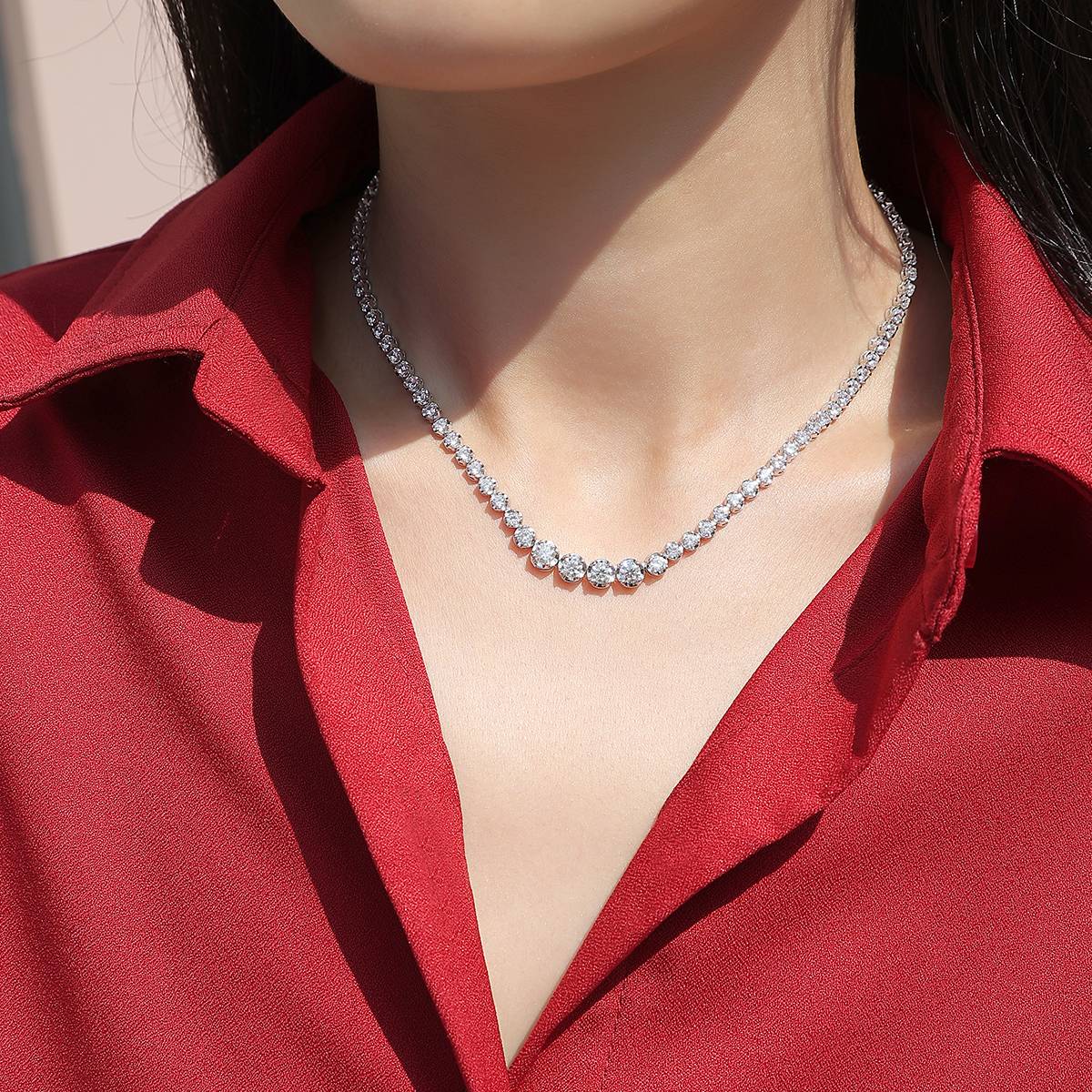 P11522款银镀18K白金MoissaniteNecklace1.2ct