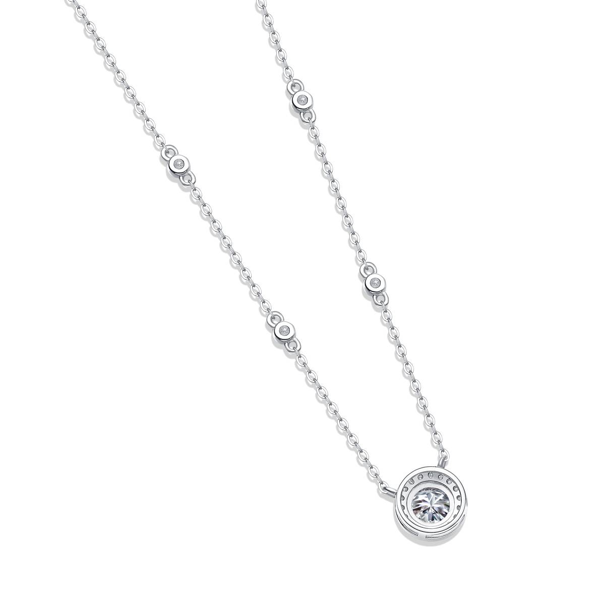 N12343款银镀18K白金MoissaniteNecklace1.0ct
