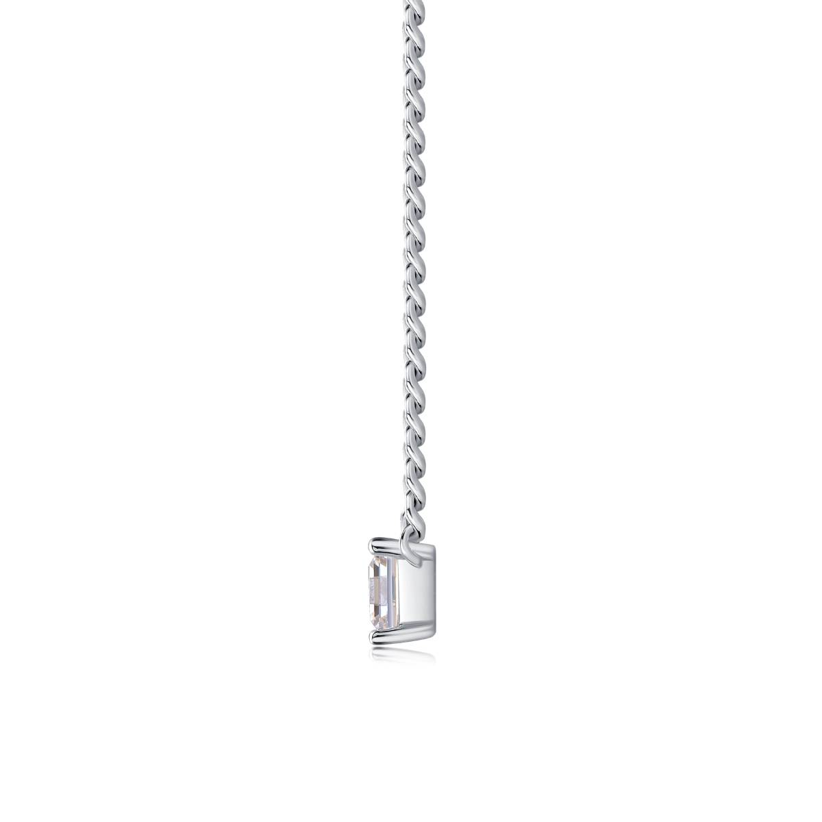 N13139款银镀18K白金公主方形莫桑钻古巴项链1.0CT