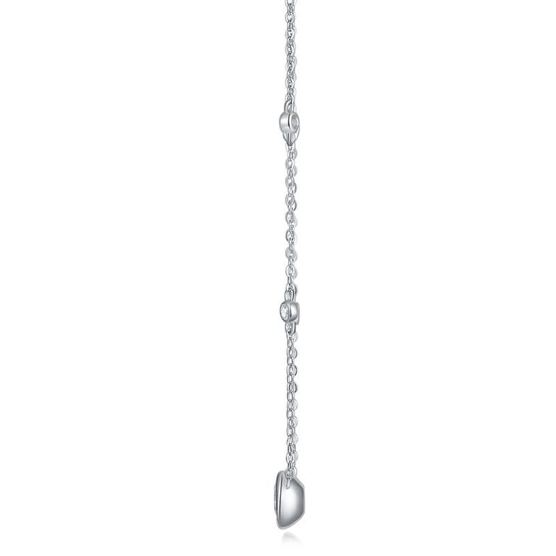 N13499水泡款银镀18K白金圆形MoissaniteNecklace1.0ct