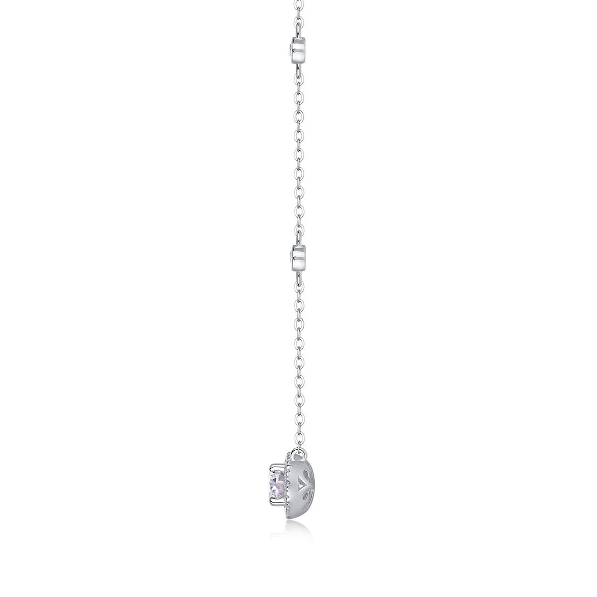 N13501款银镀18K白金蛋形MoissaniteNecklace1.0ct