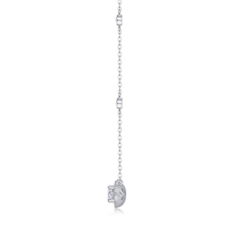 N13501款银镀18K白金蛋形MoissaniteNecklace1.0ct