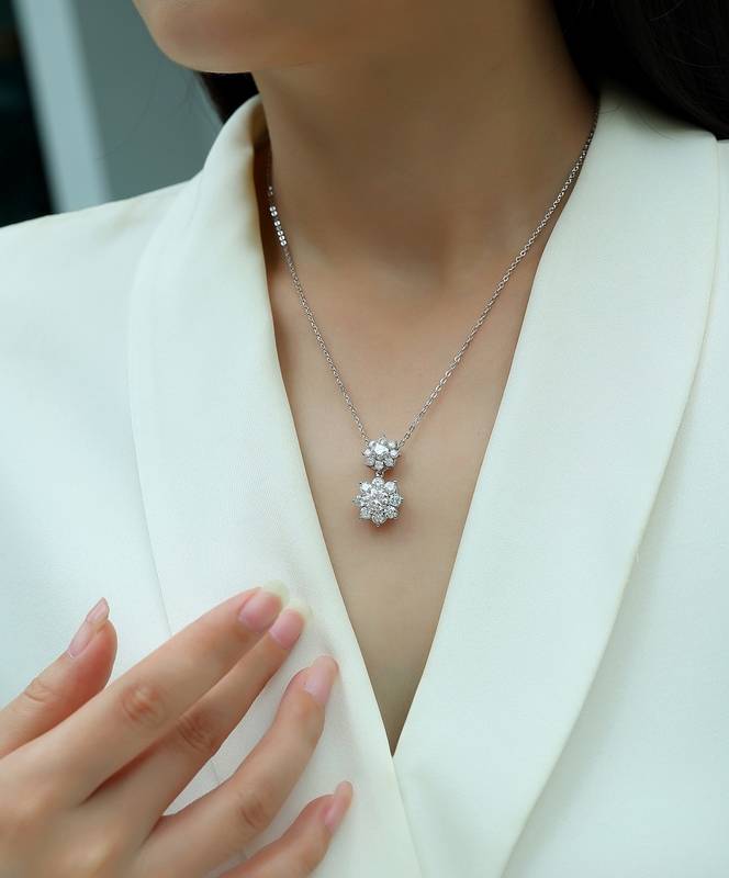 N15297款银镀18K白金莫桑钻项链1.0CT