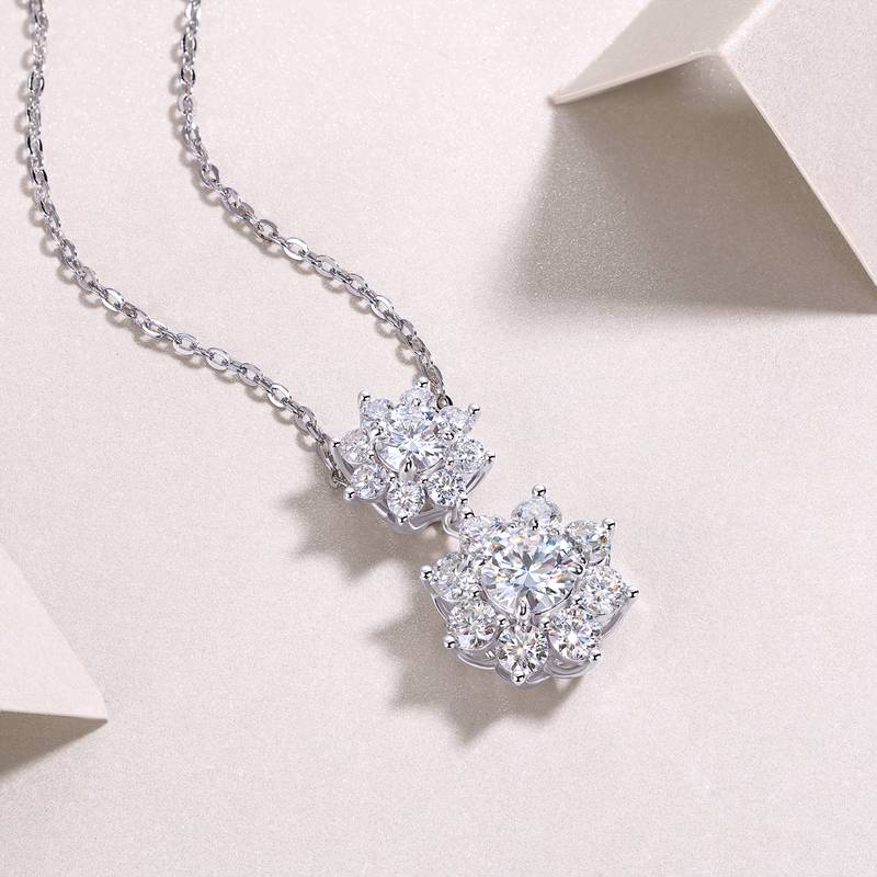 N15297款银镀18K白金莫桑钻项链1.0CT