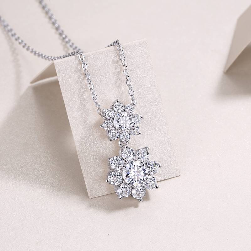 N15297款银镀18K白金莫桑钻项链1.0CT