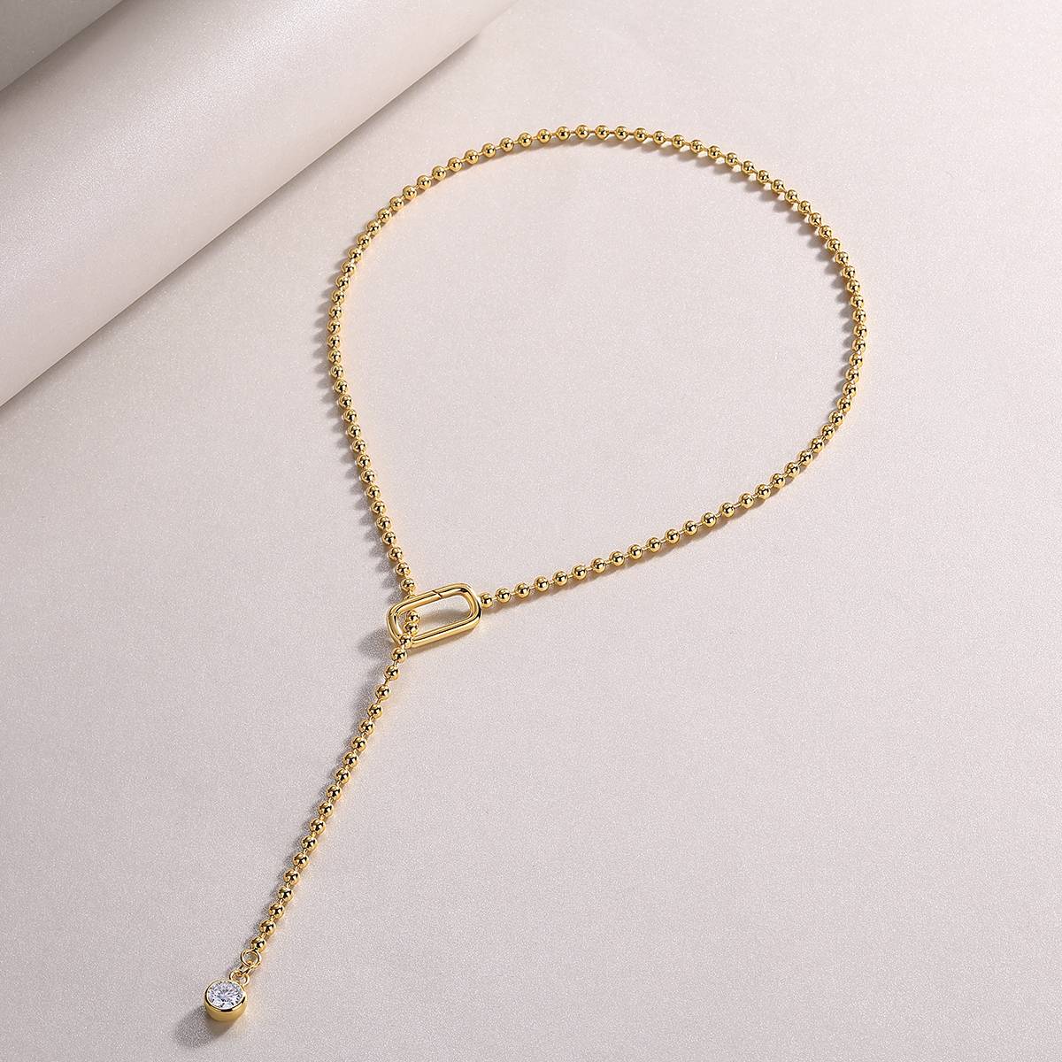 N15118款银镀18K黄金MoissaniteNecklace1.0ct