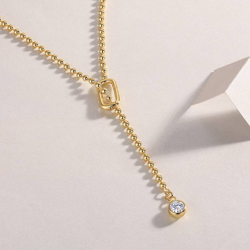 N15118款银镀18K黄金莫桑钻项链1.0CT