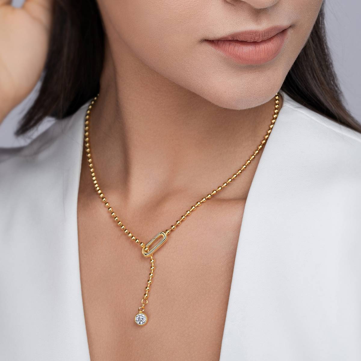 N15118款银镀18K黄金MoissaniteNecklace1.0ct