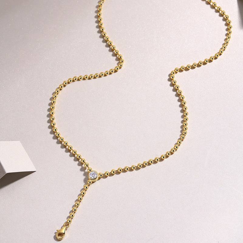 N15130款银镀18K黄金MoissaniteNecklace0.5ct
