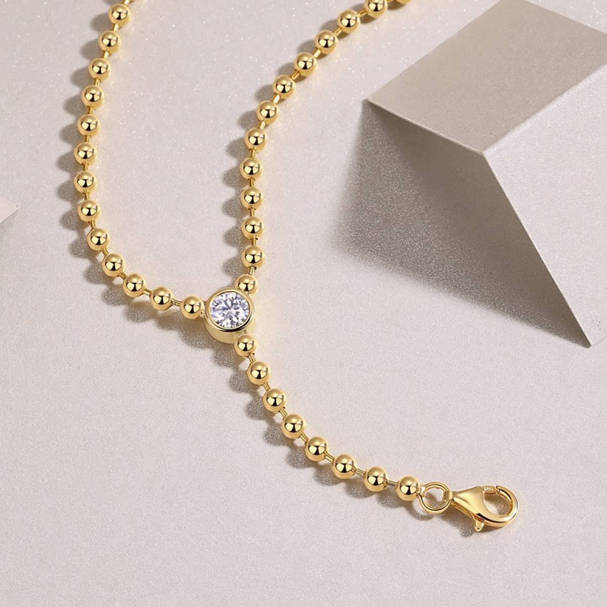 N15130款银镀18K黄金MoissaniteNecklace0.5ct