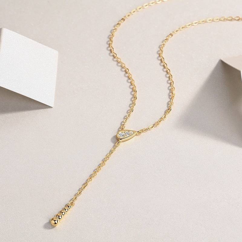 N14912款银镀18K黄金MoissaniteNecklace0.07ct