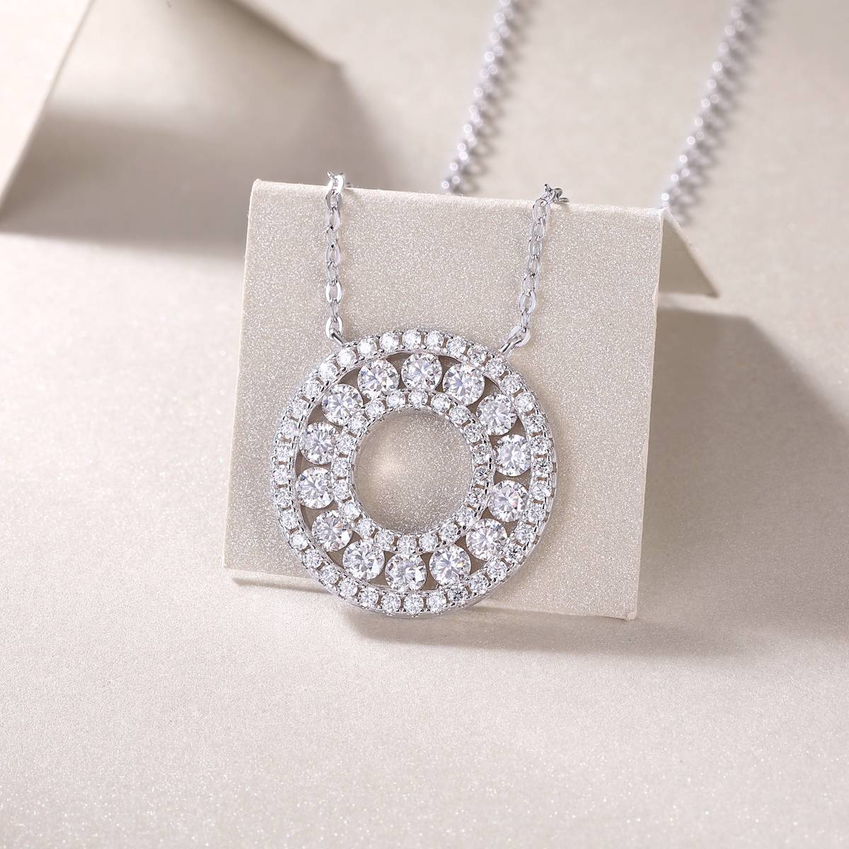 N13249款银镀18K白金莫桑钻项链1.3ct